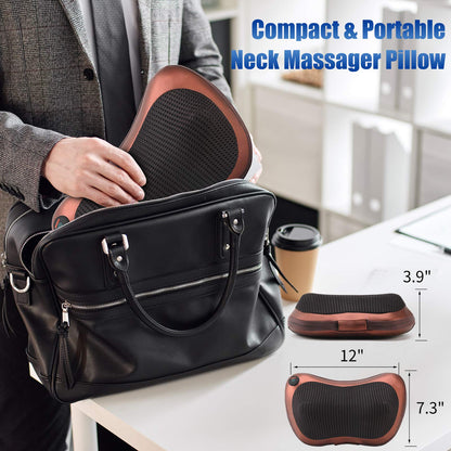 PTsolo Massage Pillow Shiatsu Neck & Back Massager with Heat Neck and Shoulder Massager with Deep Tissue Kneading Massager