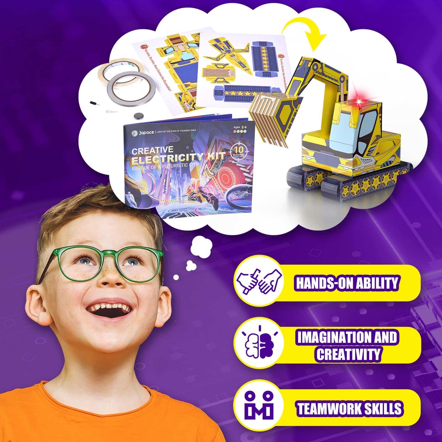 Japace Electricity Science Kits for Kids Age 8-10-12-14, 10 STEM Projects, Paper Circuits Activities, Physics Lab Experiments for Learning & Education, Christmas Birthday Gifts for 8+ Boys Girls