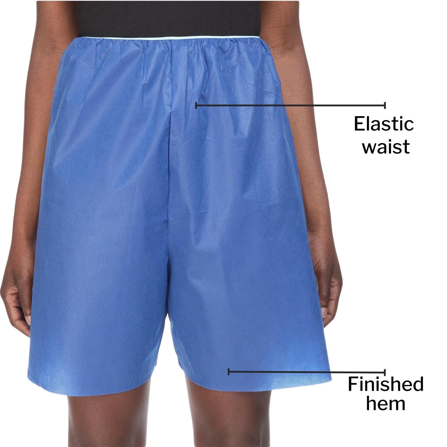 McKesson Patient Exam Shorts, Disposable - Non-Woven Material, Elastic Waist, Blue - Fits 38 in to 48 in Waist, Size XL, 25 Count
