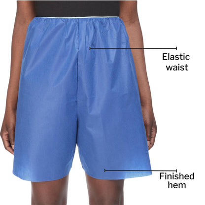 McKesson Patient Exam Shorts, Disposable - Non-Woven Material, Elastic Waist, Blue - Fits 38 in to 48 in Waist, Size XL, 25 Count