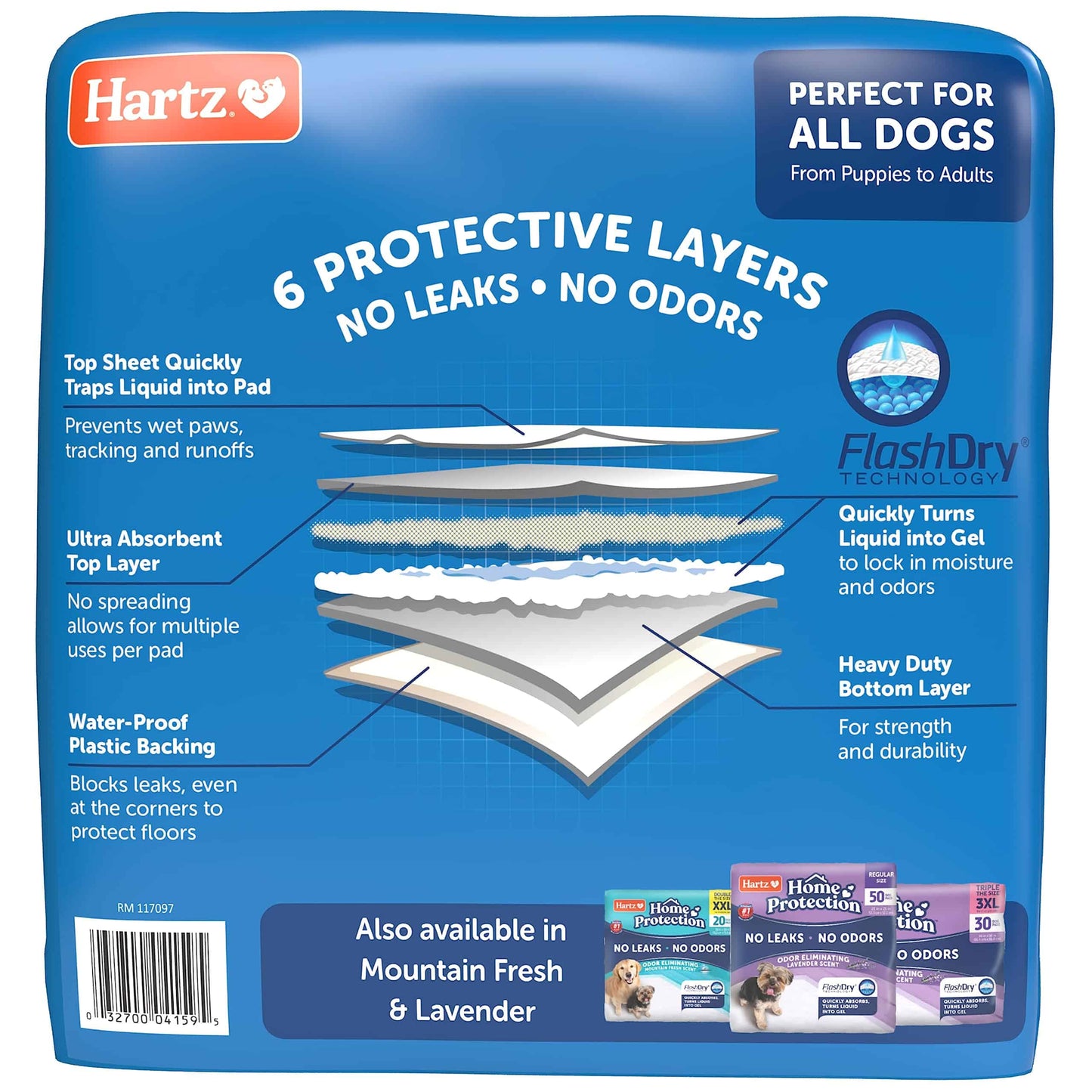 Hartz Home Protection Unscented Odor Eliminating Gel Dog Pads - 50 Count