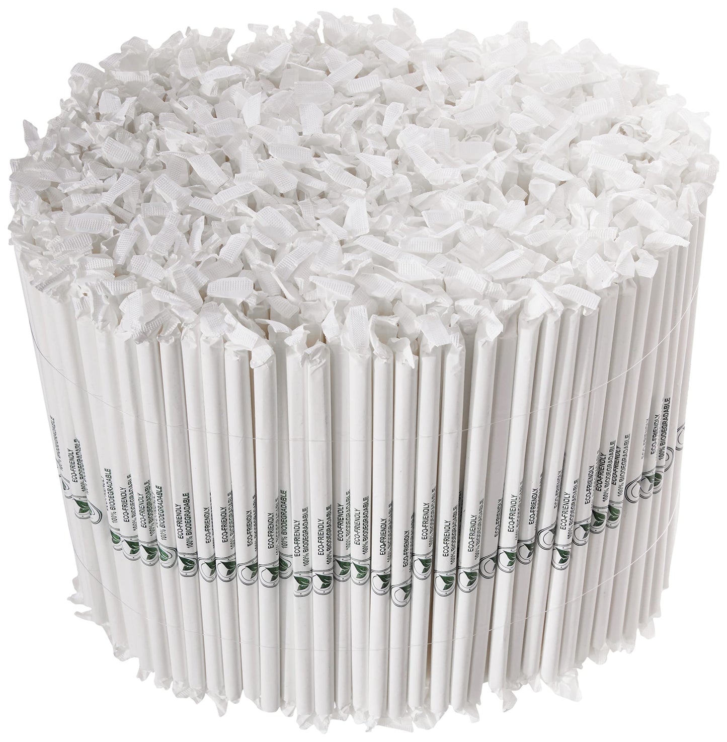 TableCraft – Straws – 10" (8mm) – Paper, Solid White, Wrapped, 500 per pack