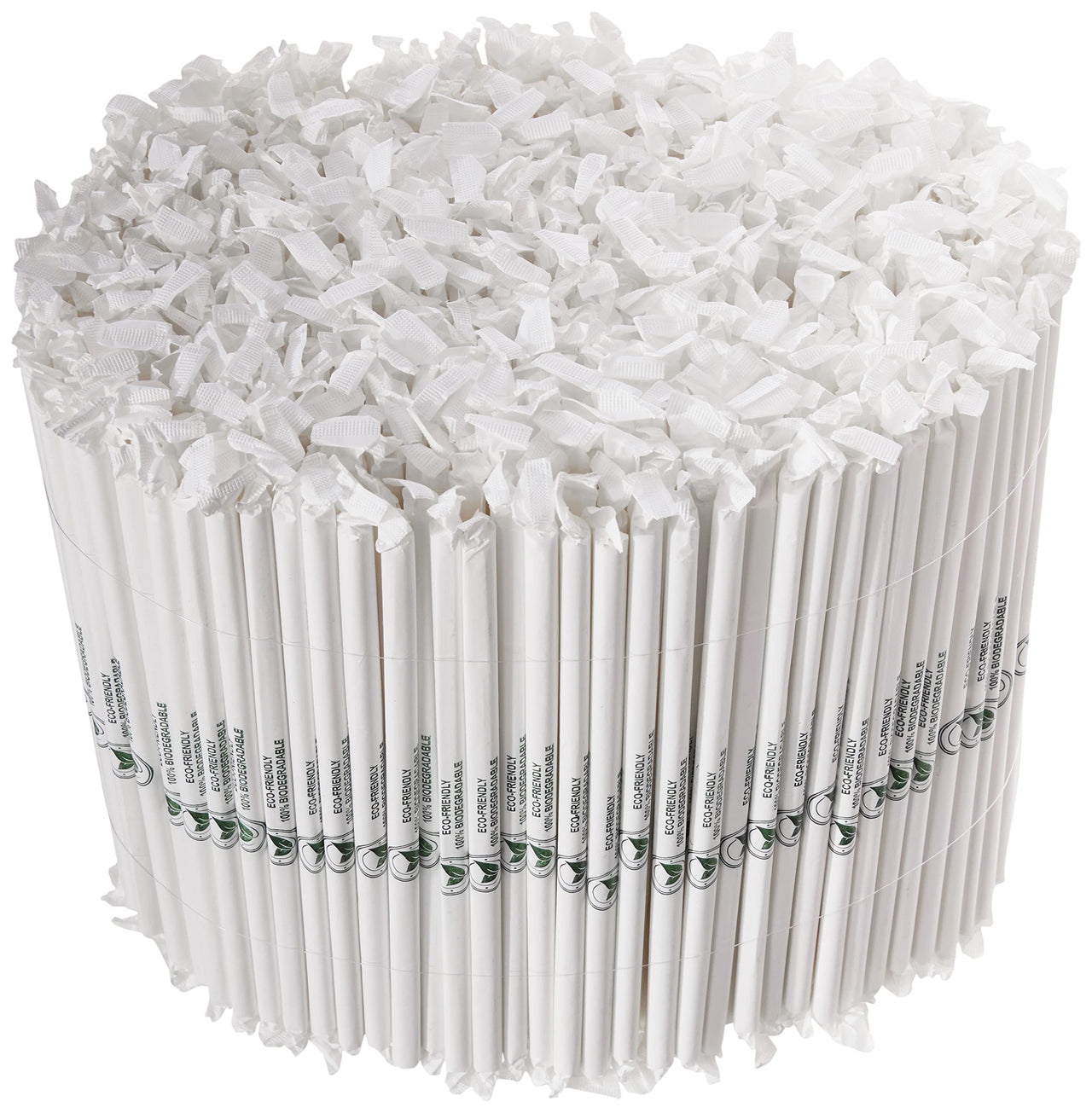 TableCraft – Straws – 10" (8mm) – Paper, Solid White, Wrapped, 500 per pack
