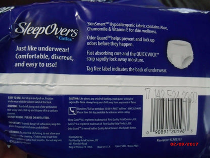 SleepOvers X-Large 22 Count Unisex-Kids Incontinence Protector, Soft, Smooth Side Panels, Dual Leg Cuffs, Leakage Protection