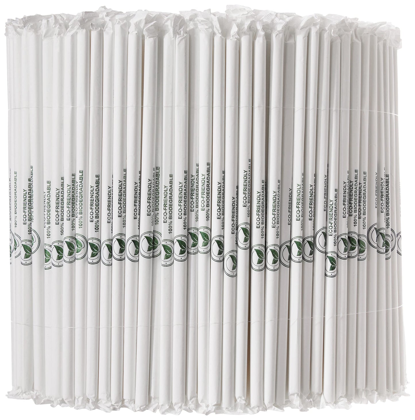 TableCraft – Straws – 10" (8mm) – Paper, Solid White, Wrapped, 500 per pack