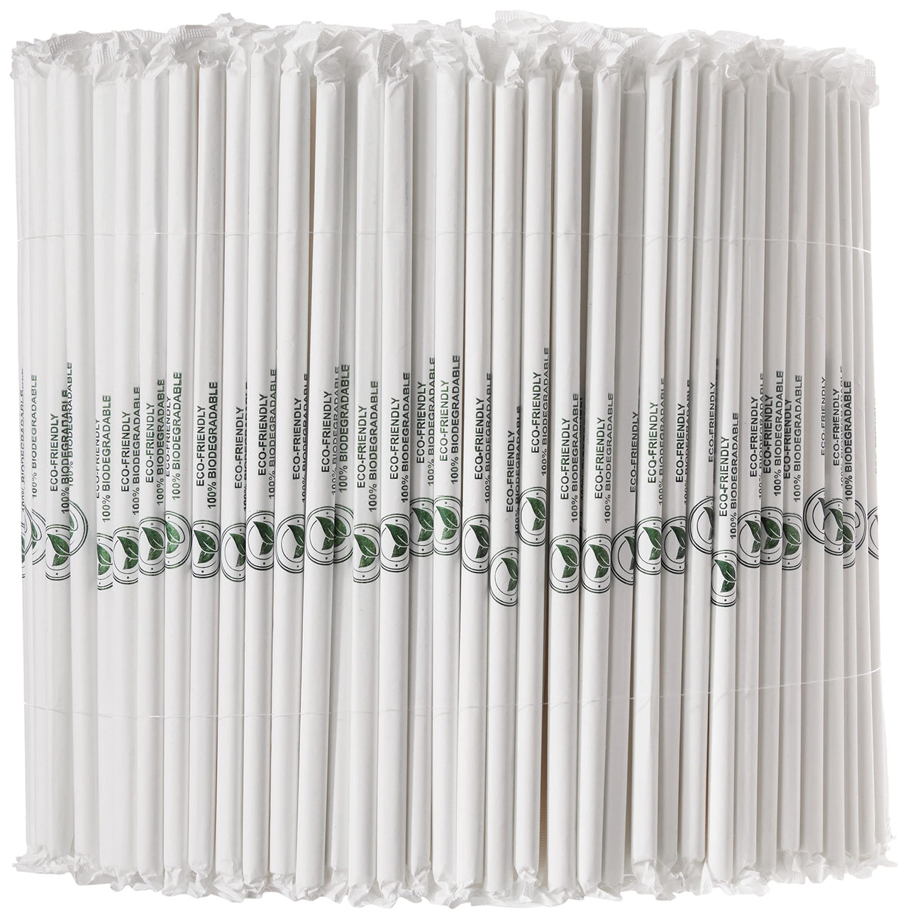 TableCraft – Straws – 10" (8mm) – Paper, Solid White, Wrapped, 500 per pack