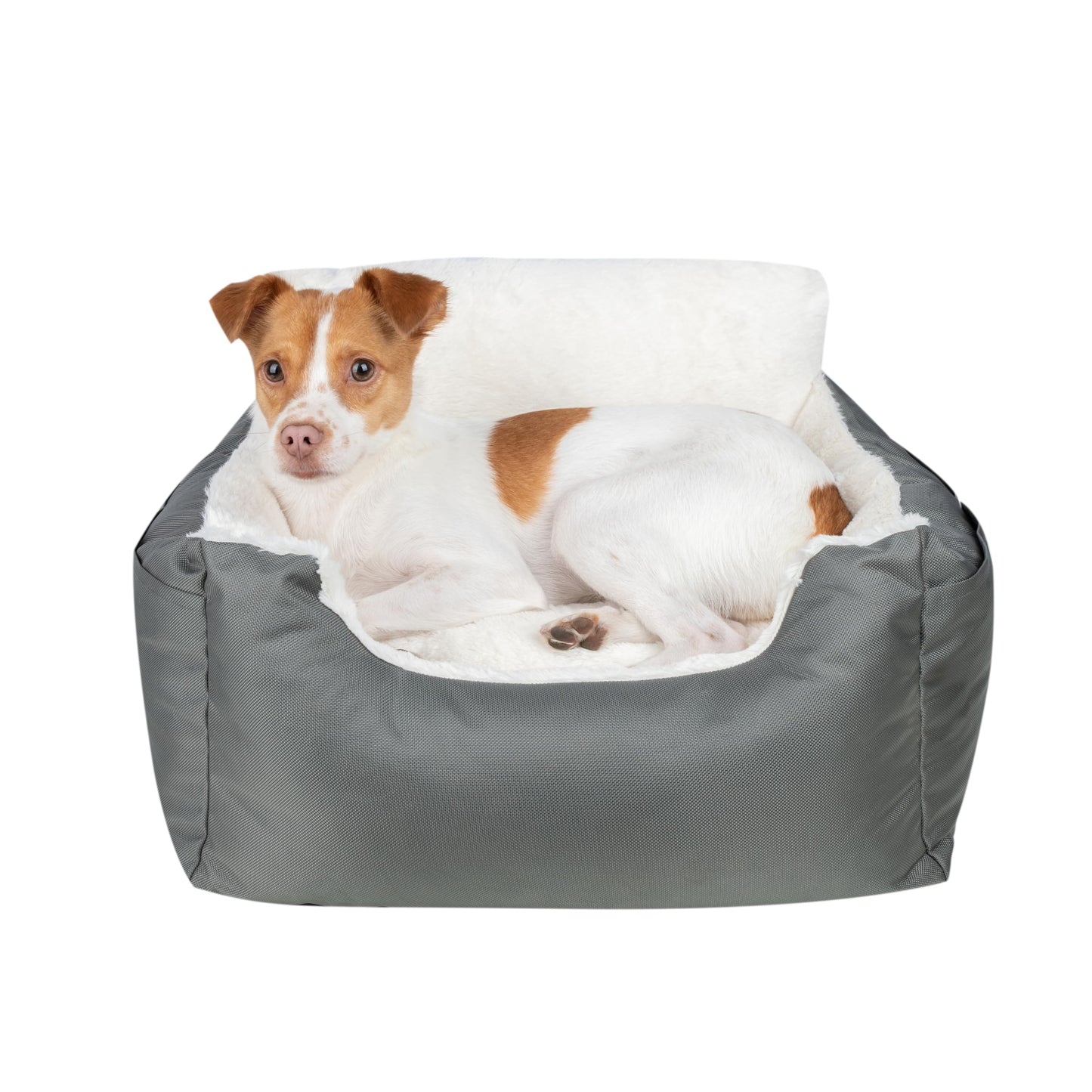 Best Pet Supplies Dog Pet Booster Seat for Car, Truck, and SUV Travel with Soft Plush Cushion with Tall Pillow and Walls, Comfortable Bedding with Secure Straps - Gray