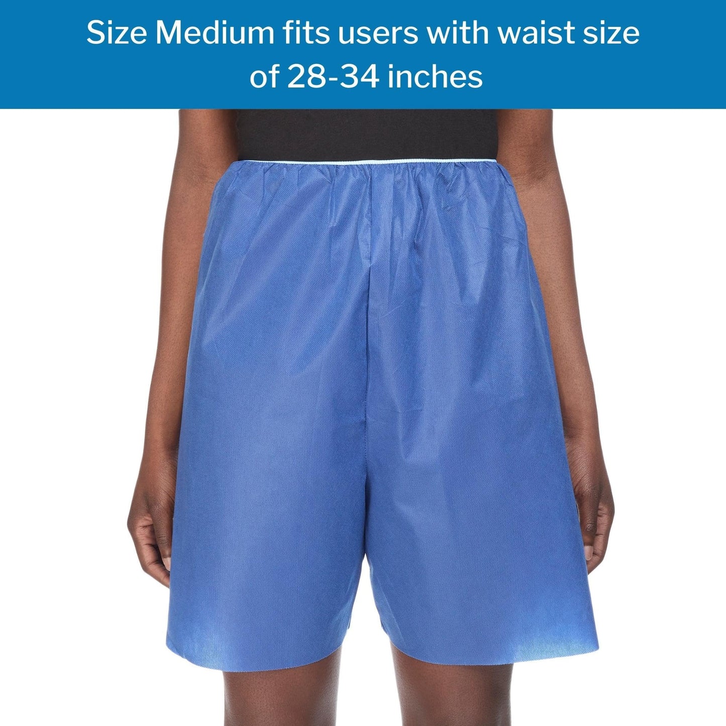 McKesson Patient Exam Shorts, Disposable - Non-Woven Material, Elastic Waist, Blue - Fits 38 in to 48 in Waist, Size XL, 25 Count