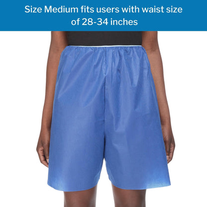 McKesson Patient Exam Shorts, Disposable - Non-Woven Material, Elastic Waist, Blue - Fits 38 in to 48 in Waist, Size XL, 25 Count