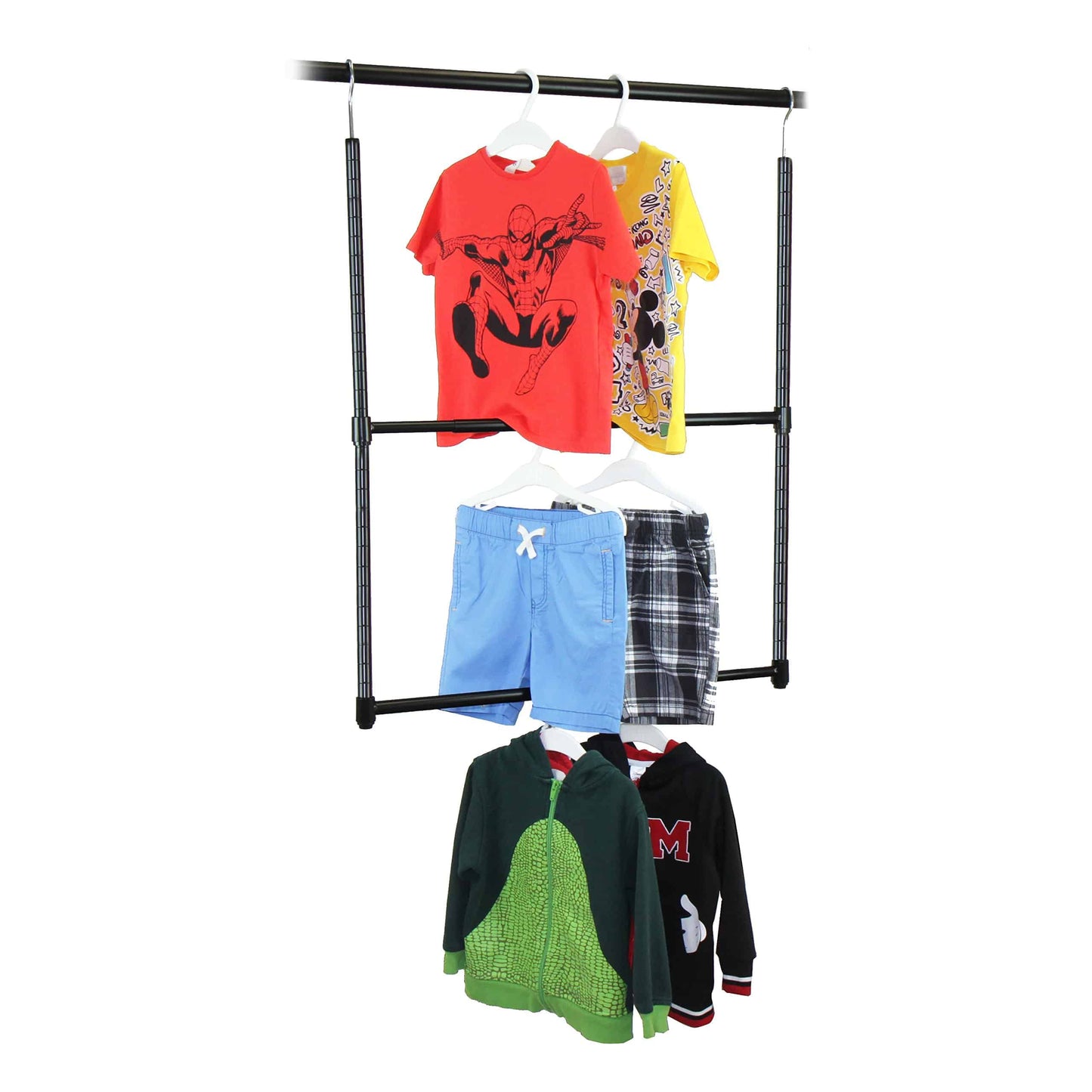 Oceanstar 2-Tier Portable Adjustable Closet Hanger Rod Black