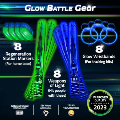 Starlux Games Glow Battle Family Pack: A Thrilling, Glowing Sword Game 4-10 Players, Age 8+