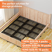 MURBONE Under Bed Storage with Wheels Containers Shoe Storage Organizer Drawer, Metal Foldable Under Bed Drawers on Wheels for Shoes, Clothes, Toys, Blankets (2 Pack)