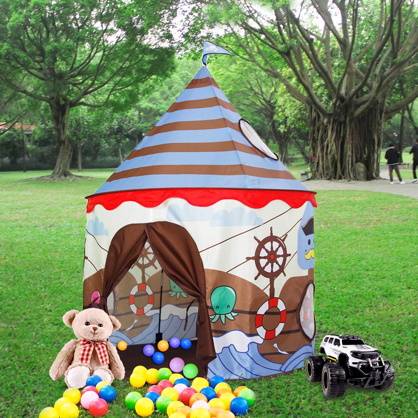 Homfu Play Tent for Kids Castle for Children Boys and Girls Viking Pattern Pop up Tent As