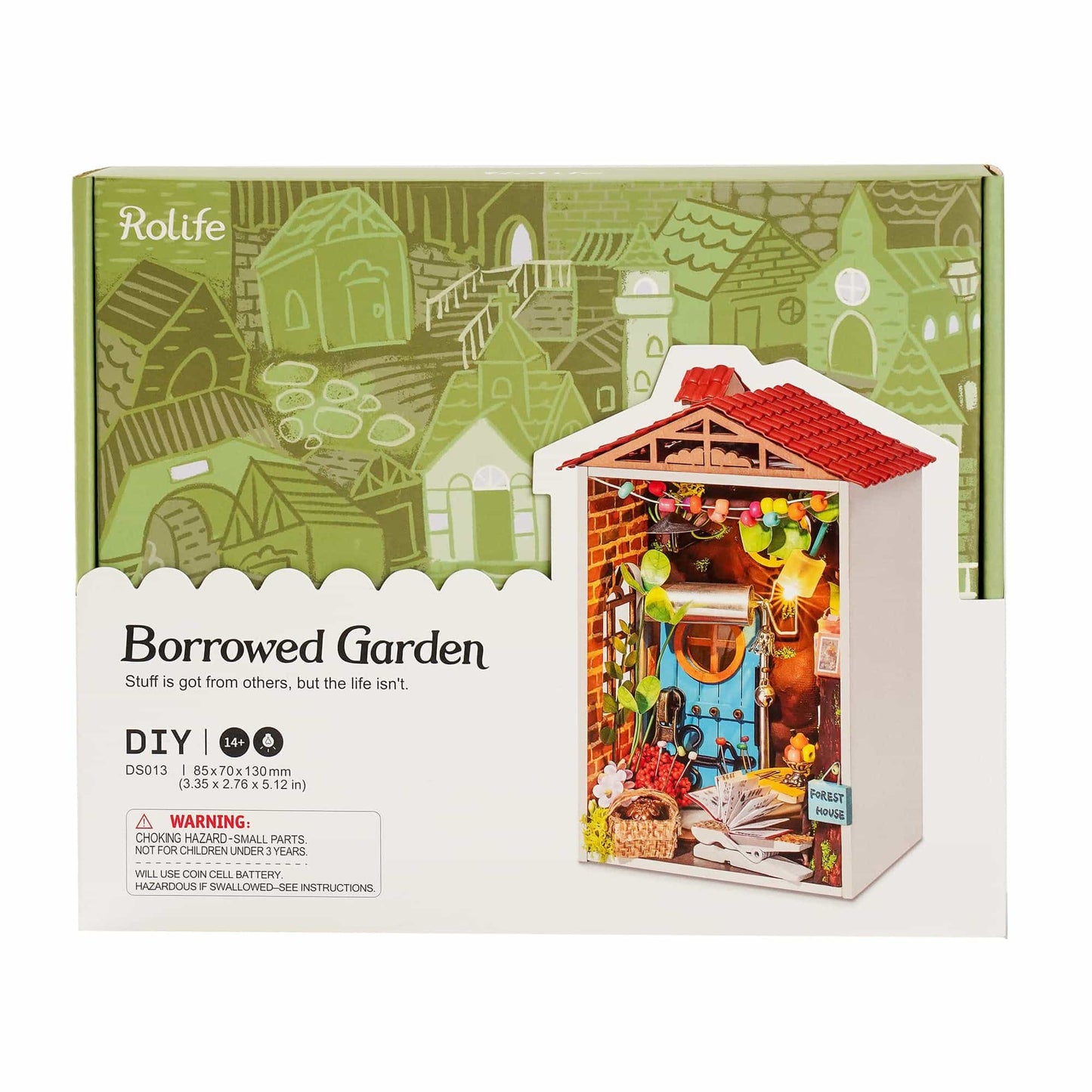 Hands Craft DIY Miniature House Kit | 3D Model Craft Kit | Pre Cut Pieces | LED Lights | Adult Teen | Perfect for Beginners | Mini Town Series: Borrowed Garden (DS013)