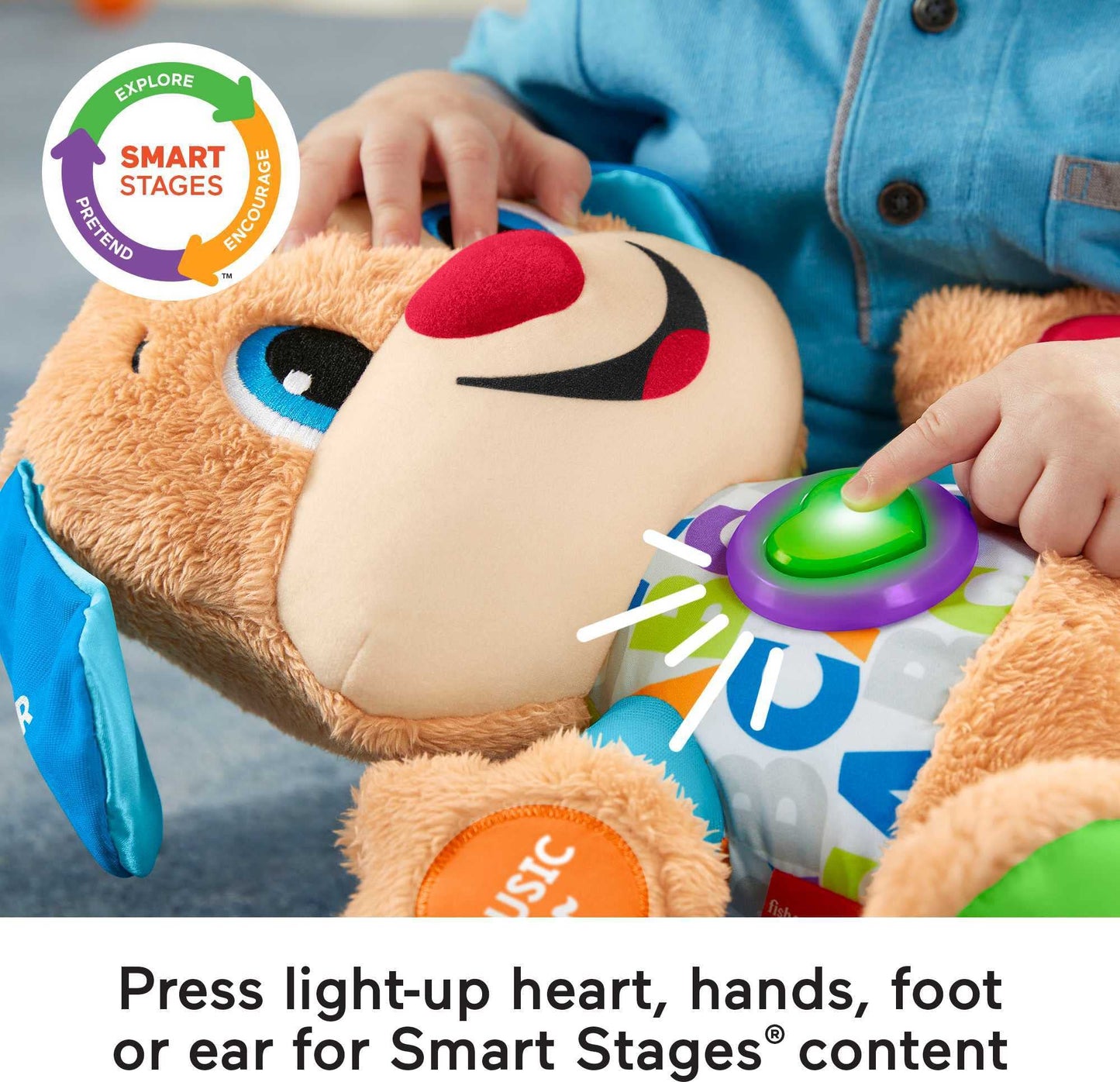Fisher-Price Plush Baby Toy with Lights Music and Smart Stages Learning Content
