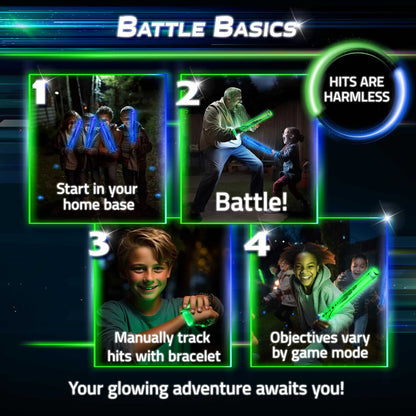 Starlux Games Glow Battle Family Pack: A Thrilling, Glowing Sword Game 4-10 Players, Age 8+