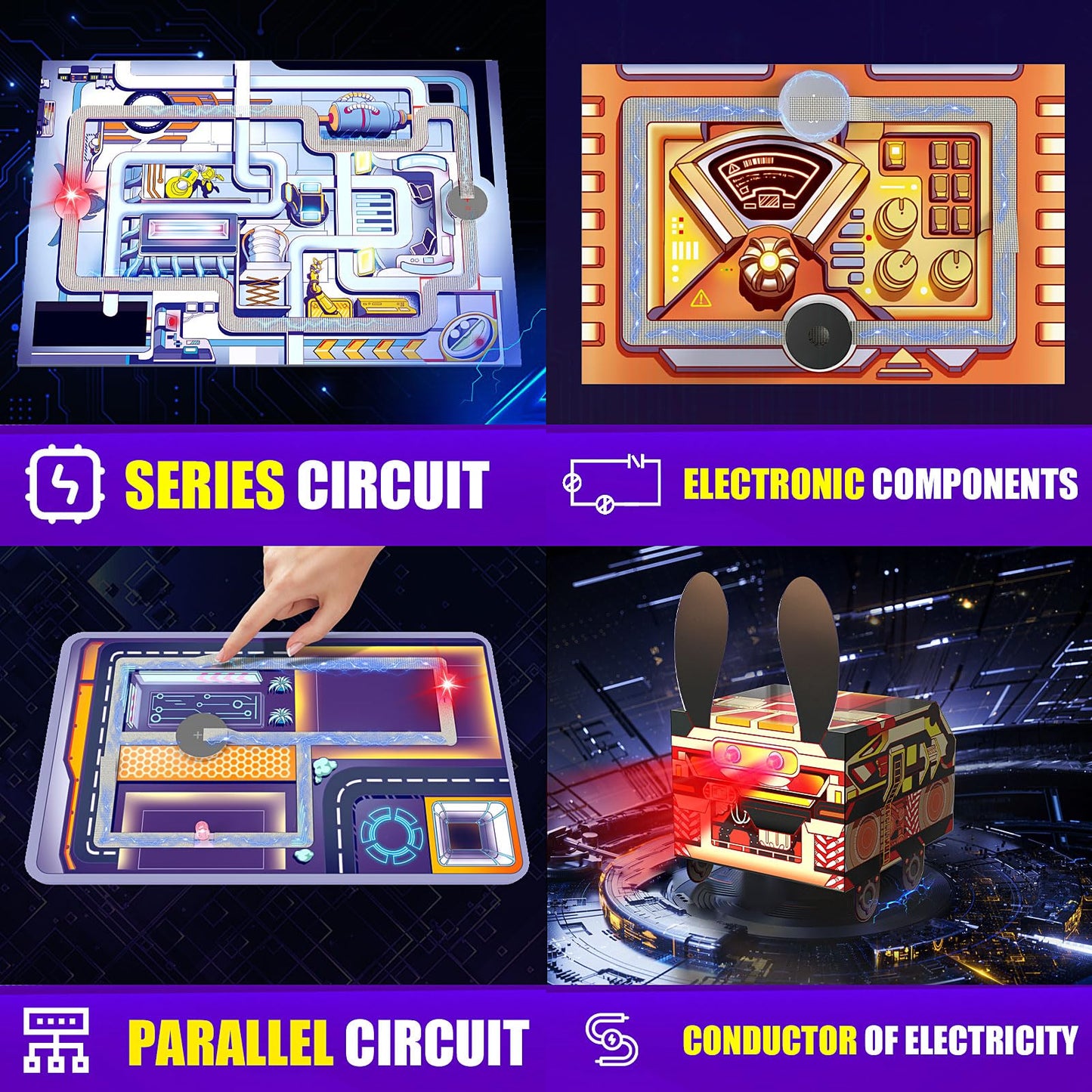 Japace Electricity Science Kits for Kids Age 8-10-12-14, 10 STEM Projects, Paper Circuits Activities, Physics Lab Experiments for Learning & Education, Christmas Birthday Gifts for 8+ Boys Girls