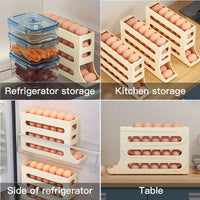 Egg DispenserAutomatic Rolling Egg Tray Organizer, Space Saving Refrigerator Egg Roller, Holds 28 Eggs Simultaneously, Works in The Refrigerator, Kitchen, Cabinets, and Dining Table (White)