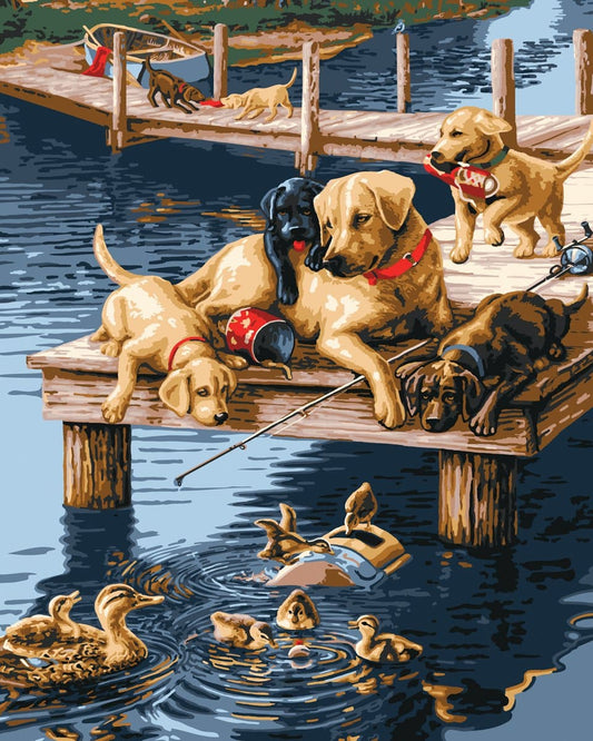 Plaid Creates Paint by Number Kit (16 by 20-Inch), 21685 Dock Dogs