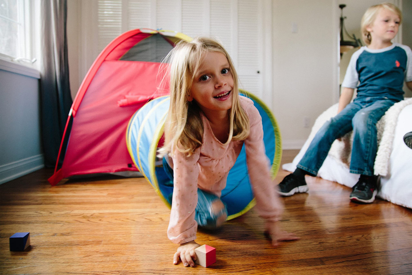 Pacific Play Tents Kids Hide-Me Dome Tent and Crawl Tunnel Combo for Indoor/Outdoor Play