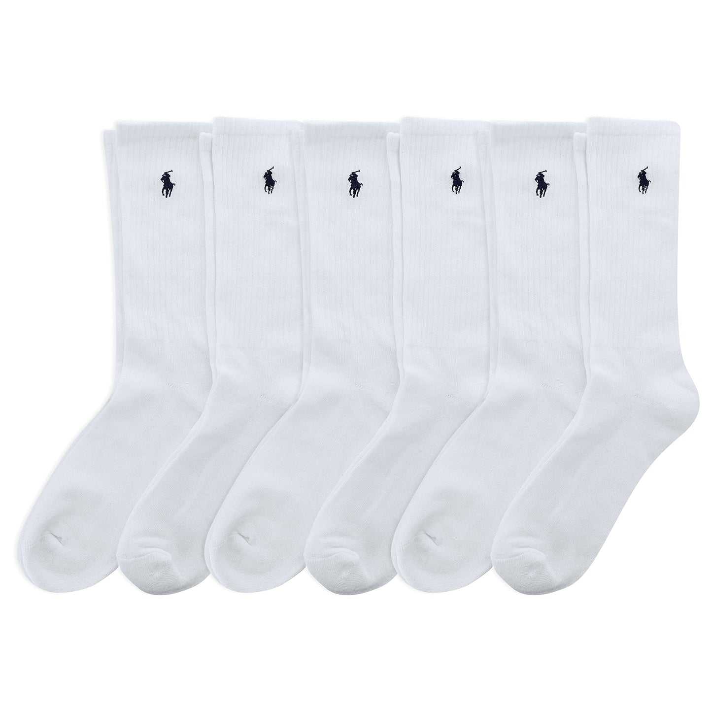 POLO RALPH LAUREN Men's Classic Sport Solid Socks 6 Pair Pack - Cushioned Cotton Comfort, White, 6-12.5