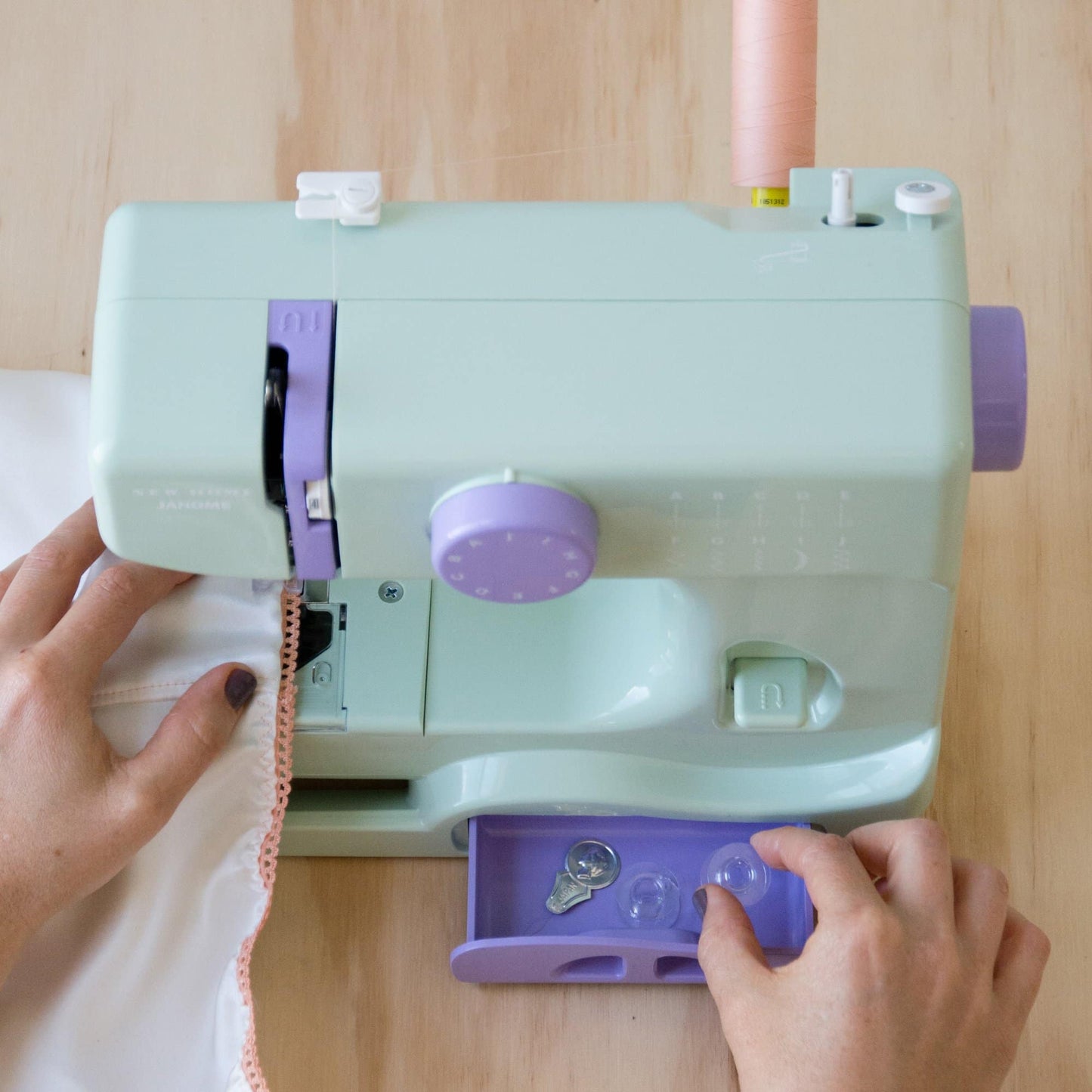 Janome Mystical Mint Basic, Easy-to-Use, 10-Stitch Portable, Compact Sewing Machine with Free Arm only 5 pounds