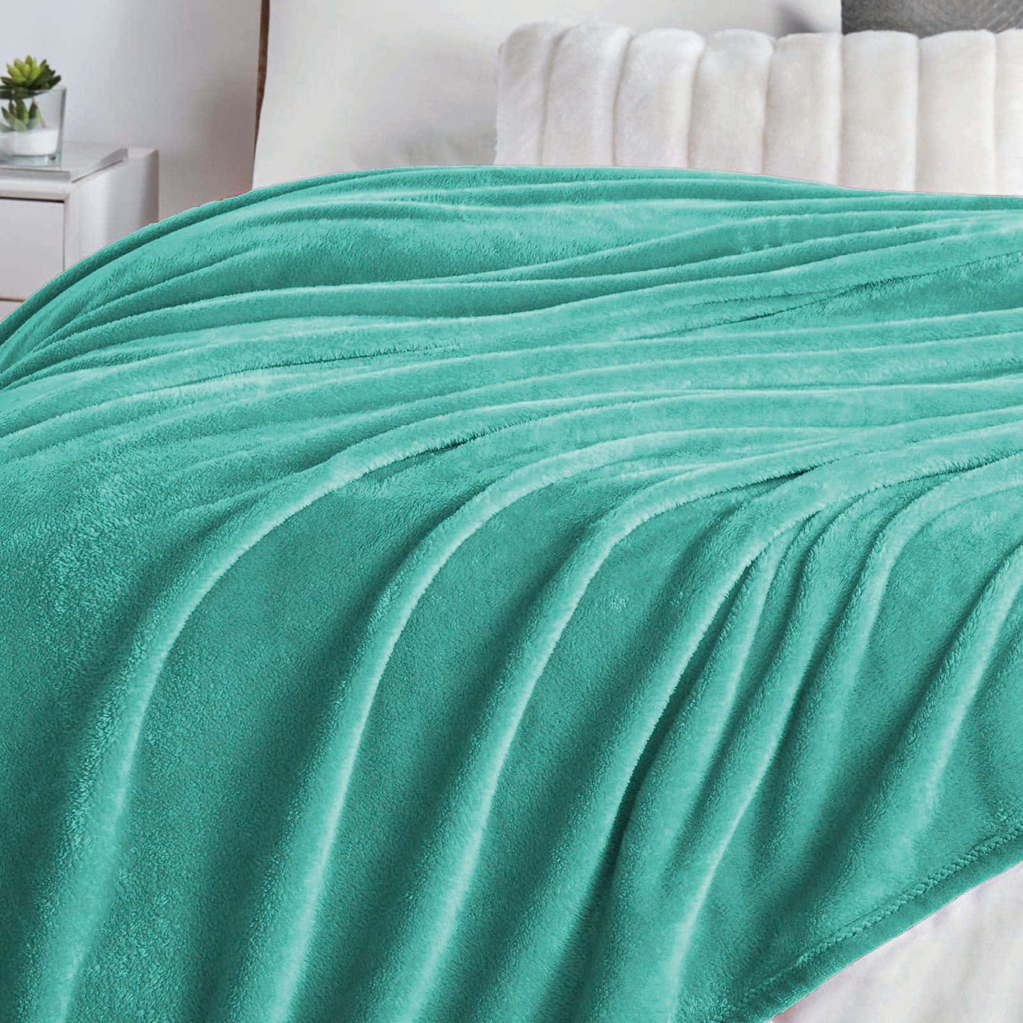Walensee Fleece Blanket Plush Throw Fuzzy Lightweight (Twin Size 60x80 Turquoise) Super Soft Microfiber Flannel Blankets for Couch