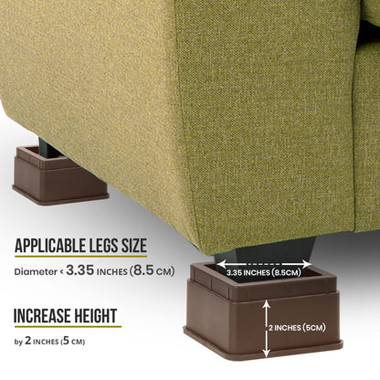 Utopia Bedding Bed Risers 2 Inch - Pack of 8 - Adjustable Furniture Risers 2 & 4 inch - Anti Slip Foam & Rubber Pad - Stackable Bed Lifts Risers Heavy Duty for Sofa, Bed, Table, Couch & Chair (Brown)