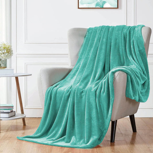 Walensee Fleece Blanket Plush Throw Fuzzy Lightweight (Twin Size 60x80 Turquoise) Super Soft Microfiber Flannel Blankets for Couch