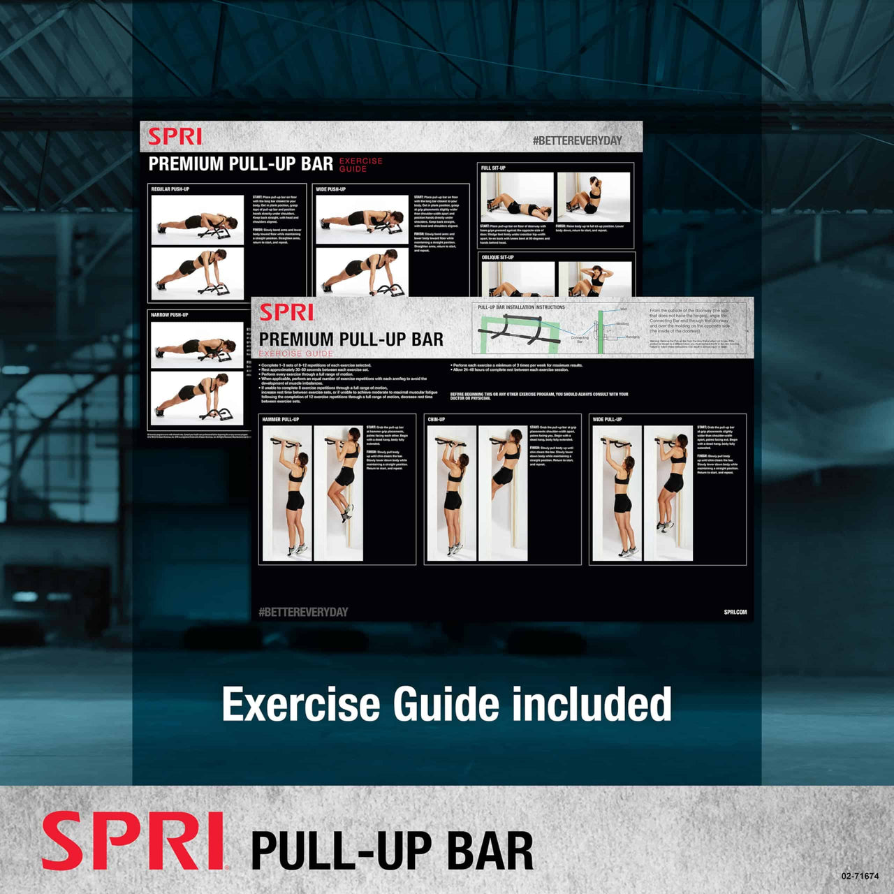SPRI Pull Up Bar - 8-Grip Door Frame Mounting Pull-Up Bar for Versatile Workouts - Rugged Steel Frame with Foam Handles - Supports 300 Pounds - Fits Door Frames Up to 32 in. Wide – Black)