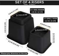 Utopia Bedding Adjustable Bed Furniture Risers - Elevation in Heights 3, 5 or 8 Inch Heavy Duty Risers for Beds - Supports up to 1,300 lbs - (Set of 4 Riser, Black)