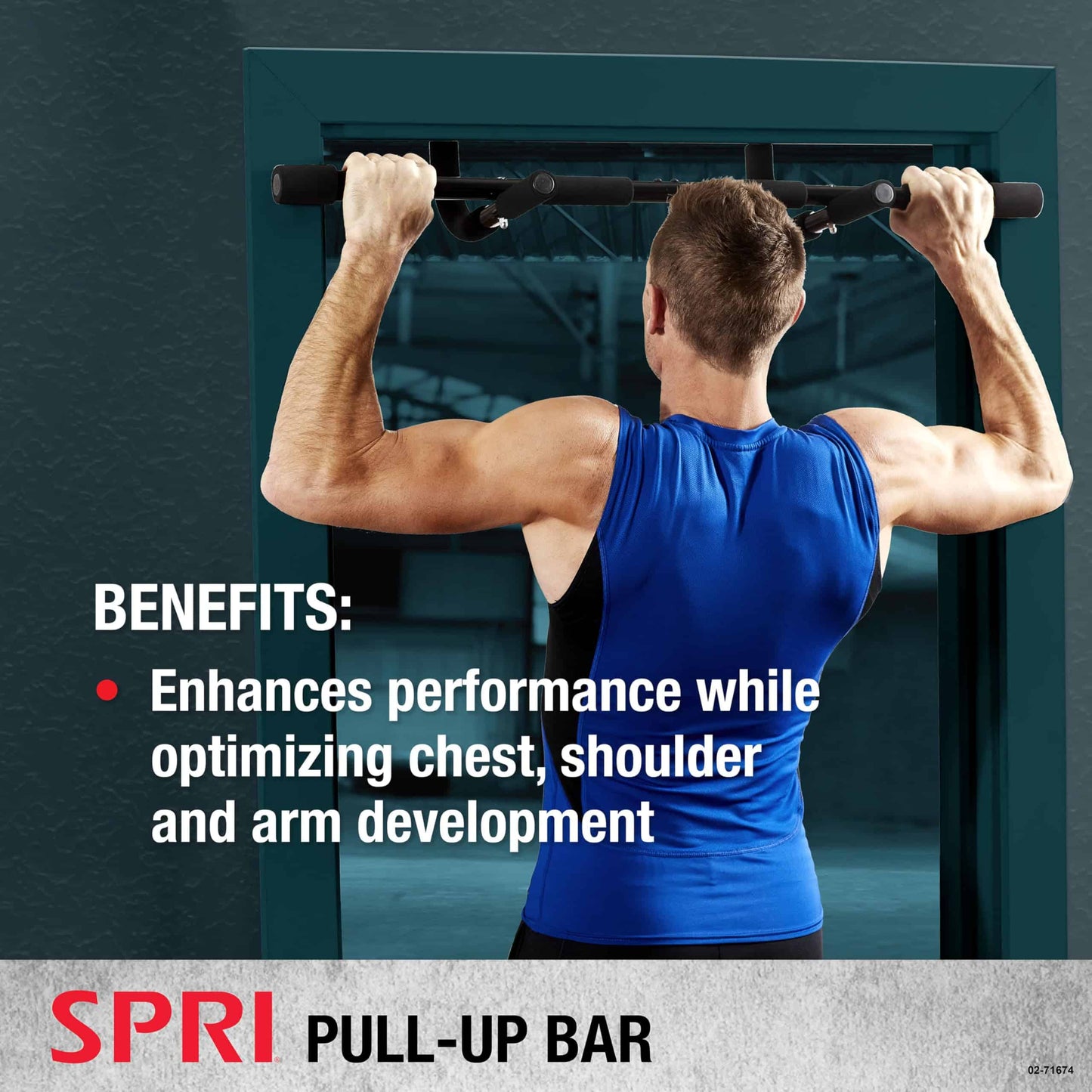SPRI Pull Up Bar - 8-Grip Door Frame Mounting Pull-Up Bar for Versatile Workouts - Rugged Steel Frame with Foam Handles - Supports 300 Pounds - Fits Door Frames Up to 32 in. Wide – Black)