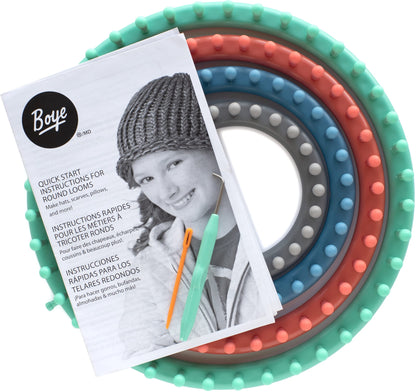 Boye Round Knitting Loom Set, 7pc, 5.5", 7.5", 9.5", and 11.5" D