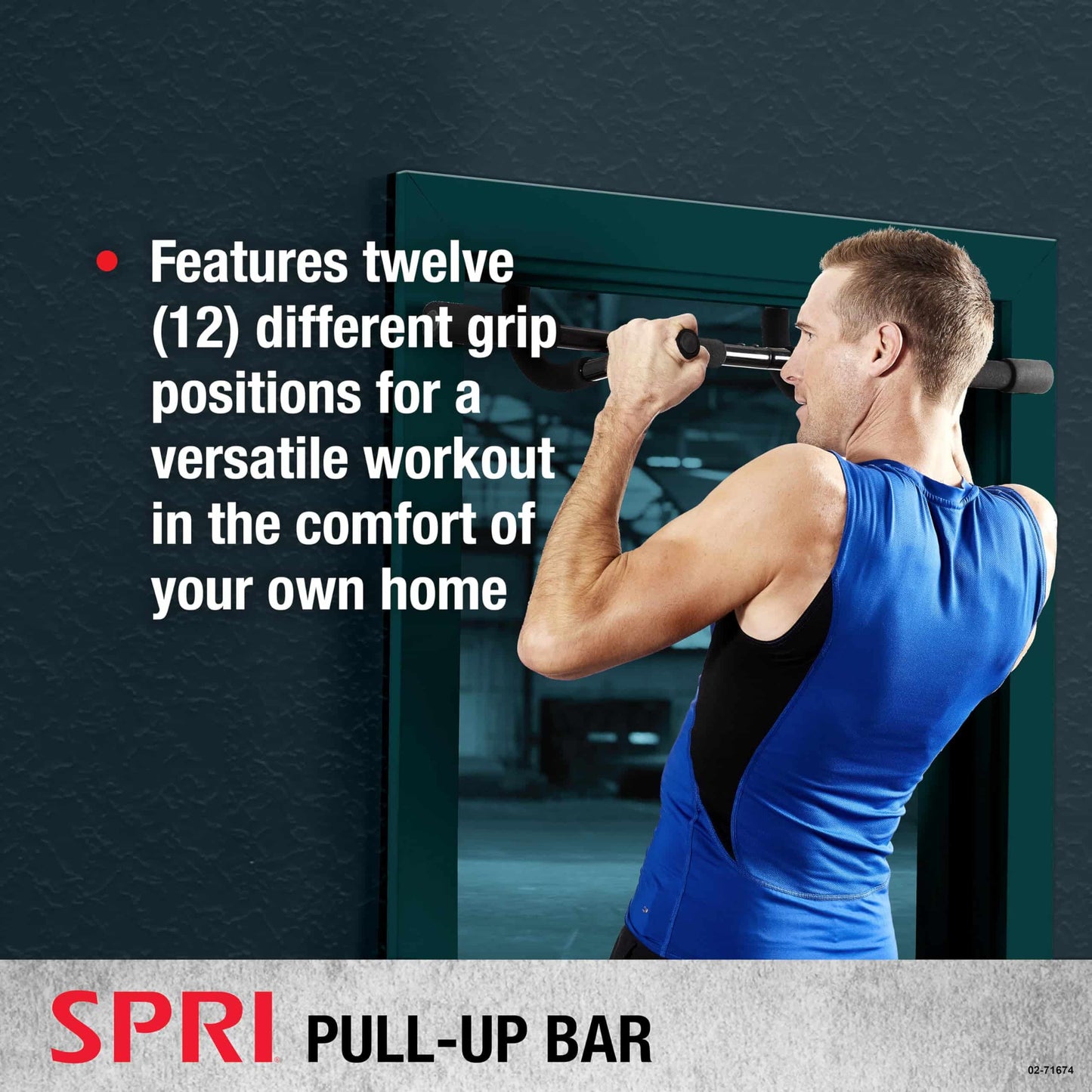 SPRI Pull Up Bar - 8-Grip Door Frame Mounting Pull-Up Bar for Versatile Workouts - Rugged Steel Frame with Foam Handles - Supports 300 Pounds - Fits Door Frames Up to 32 in. Wide – Black)