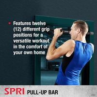 SPRI Pull Up Bar - 8-Grip Door Frame Mounting Pull-Up Bar for Versatile Workouts - Rugged Steel Frame with Foam Handles - Supports 300 Pounds - Fits Door Frames Up to 32 in. Wide – Black)