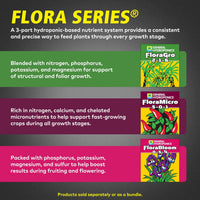 General Hydroponics Flora Series: FloraMicro, FloraBloom, FloraGro - 3-Part Hydroponic Nutrient System, 1 qt. Bottles