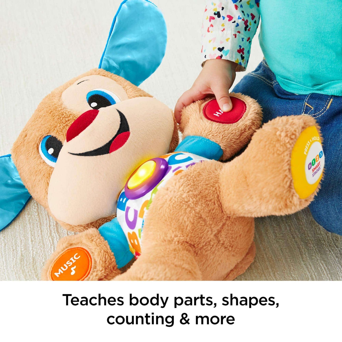Fisher-Price Plush Baby Toy with Lights Music and Smart Stages Learning Content