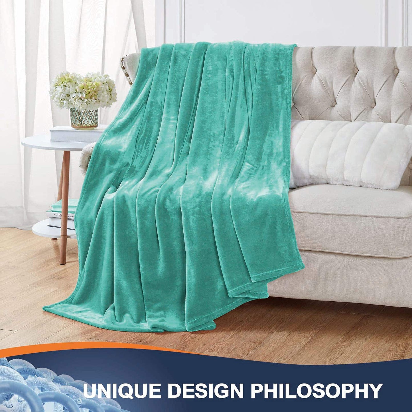 Walensee Fleece Blanket Plush Throw Fuzzy Lightweight (Twin Size 60x80 Turquoise) Super Soft Microfiber Flannel Blankets for Couch