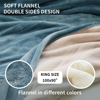 JET'S HOME Heated Blanket King 100"x90" - ETL&FCC Certified Flannel Electric Blanket Throw Machine Washable Heating Blanket with 4 Heating Levels 10 Hours Auto-Off Overheating Protection (Blue) King
