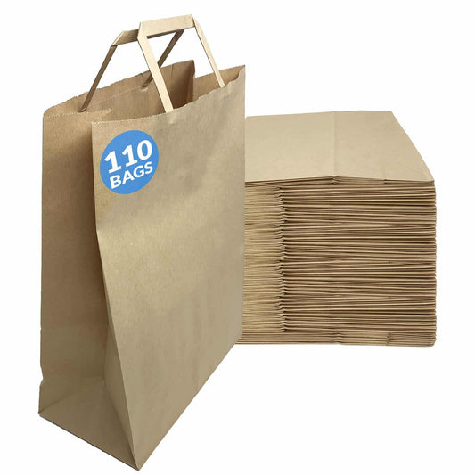 Reli. 110 Pack | 10"x5"x13" | Brown Paper Bags w/Handles | Ideal for Gift Bags, Shopping Bags, Retail
