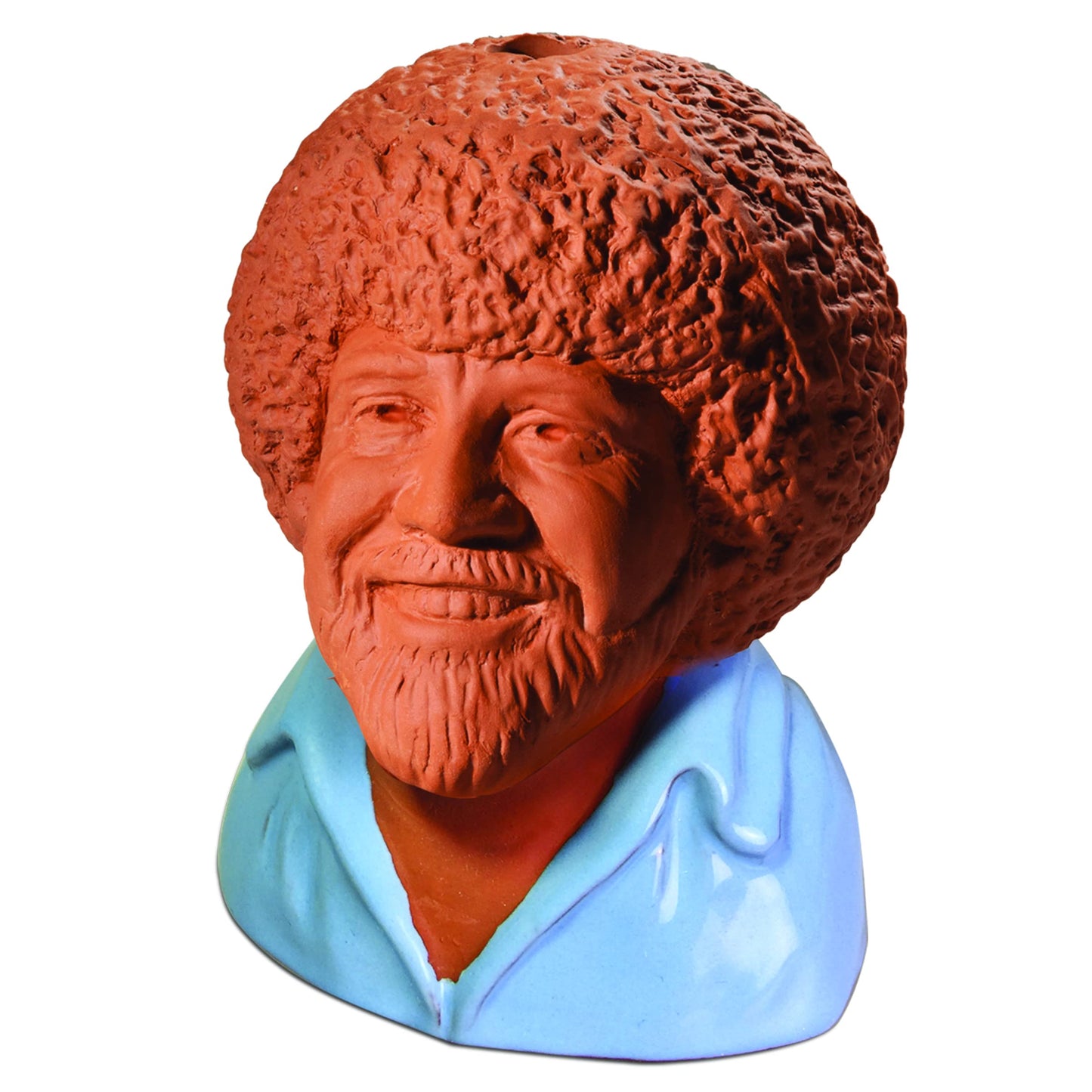 Chia Pet Bob Ross - Blue Shirt - with Seed Pack, Decorative Pottery Planter