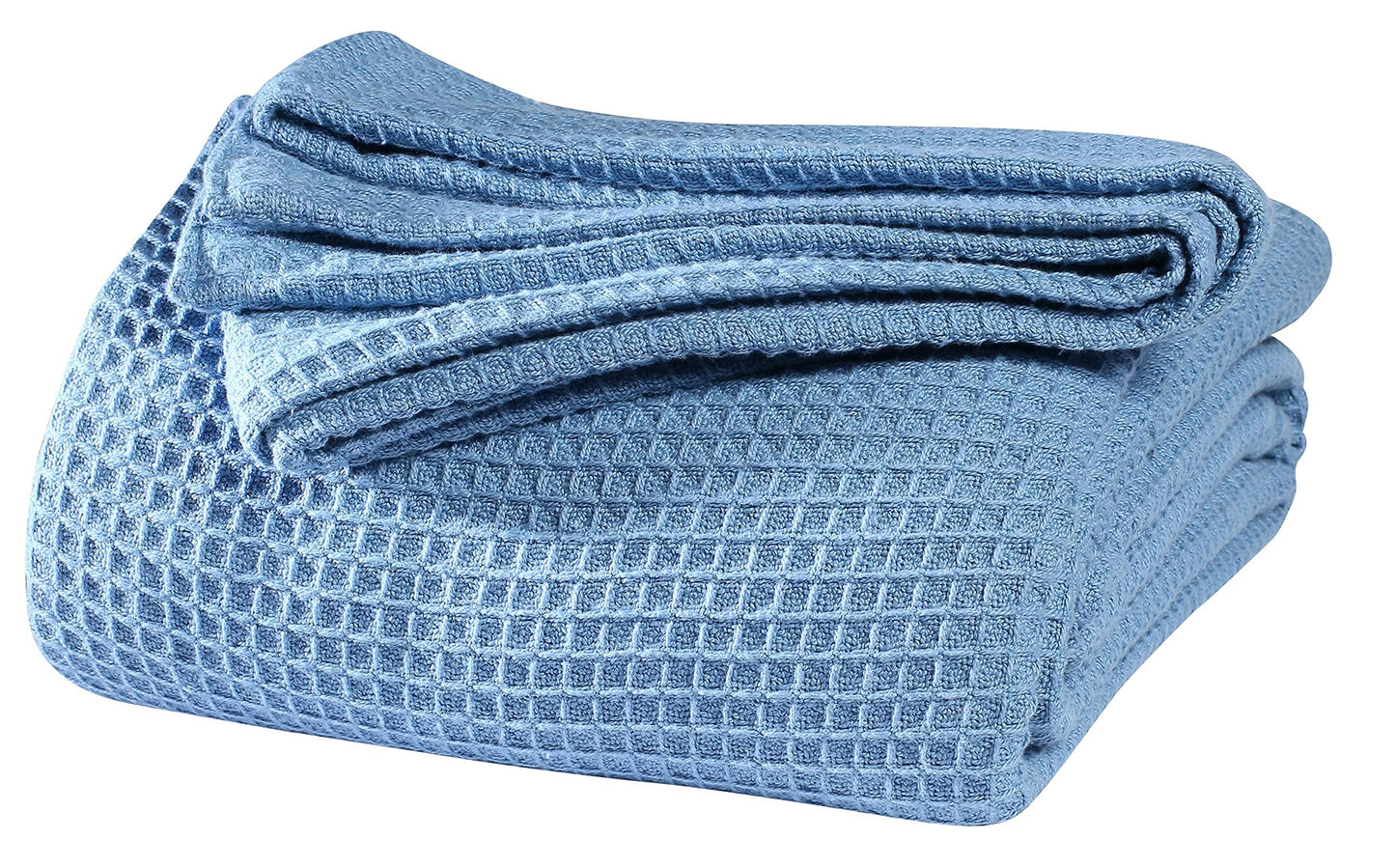 Thermal Cotton Blanket,Twin Cotton Blanket,Waffle Weave Cotton Blanket,Farmhouse Blanket,Soft Breathable Blanket,Light Picnic Travel Blanket,Oversized Blanket All Season Blanket 66x90 inch Light Blue
