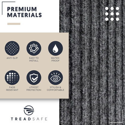 TREADSAFE 8" X 30" (15 Pack) Non-Slip Carpet Stair Treads Non-Skid Safety Rug Slip Resistant Indoor Runner for Kids Elders and Pets with Reusable Adhesive, Brown