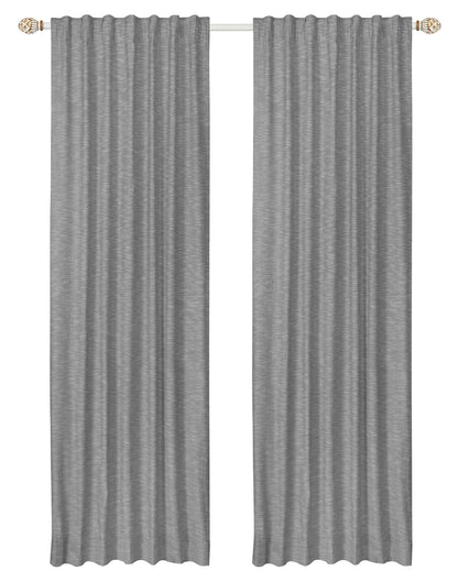 Native Fab Pure Slub Cotton Window Curtains 2 Panels 50x84, Curtains for Bedroom Living Room Kitchen, Farmhouse Curtains 84 Inch Length, Grey