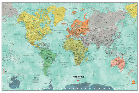 WallPops WPE1761 Aquarelle World Dry Erase Map, Multicolor