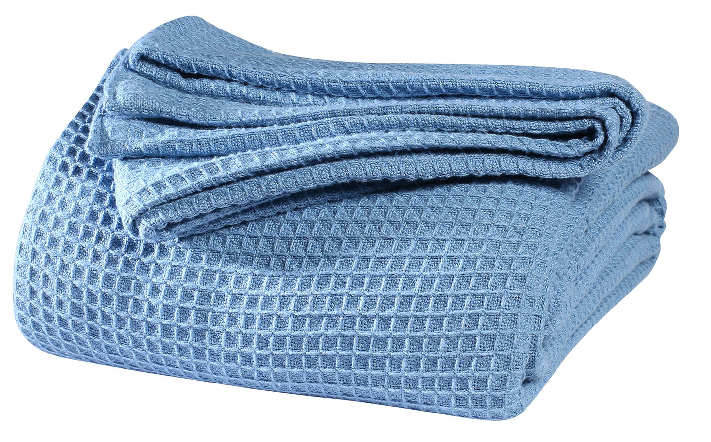 Thermal Cotton Blanket,Twin Cotton Blanket,Waffle Weave Cotton Blanket,Farmhouse Blanket,Soft Breathable Blanket,Light Picnic Travel Blanket,Oversized Blanket All Season Blanket 66x90 inch Light Blue