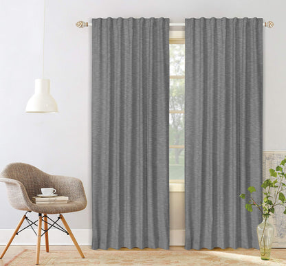 Native Fab Pure Slub Cotton Window Curtains 2 Panels 50x84, Curtains for Bedroom Living Room Kitchen, Farmhouse Curtains 84 Inch Length, Grey