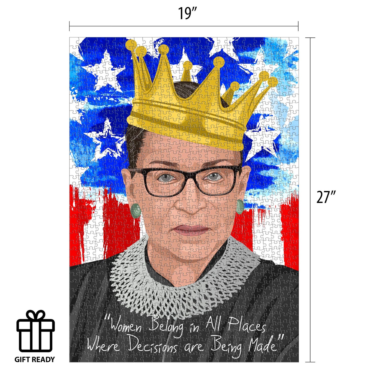 1000 Piece Puzzle, Ruth Bader Ginsburg Collectible, Notorious RBG Inspirational Quote, Women Belong in All Places Where Decisions are being Made