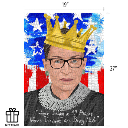 1000 Piece Puzzle, Ruth Bader Ginsburg Collectible, Notorious RBG Inspirational Quote, Women Belong in All Places Where Decisions are being Made