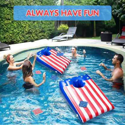 Floating Cornhole Bean Bag Toss and Cornhole with with 8 Beanbags Outdoor Game Pool Accessories for Summer (2 Pack)